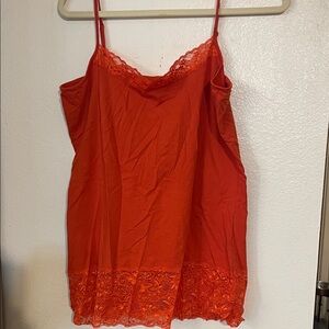 LOFT Orange Lace Trim Tank Top
